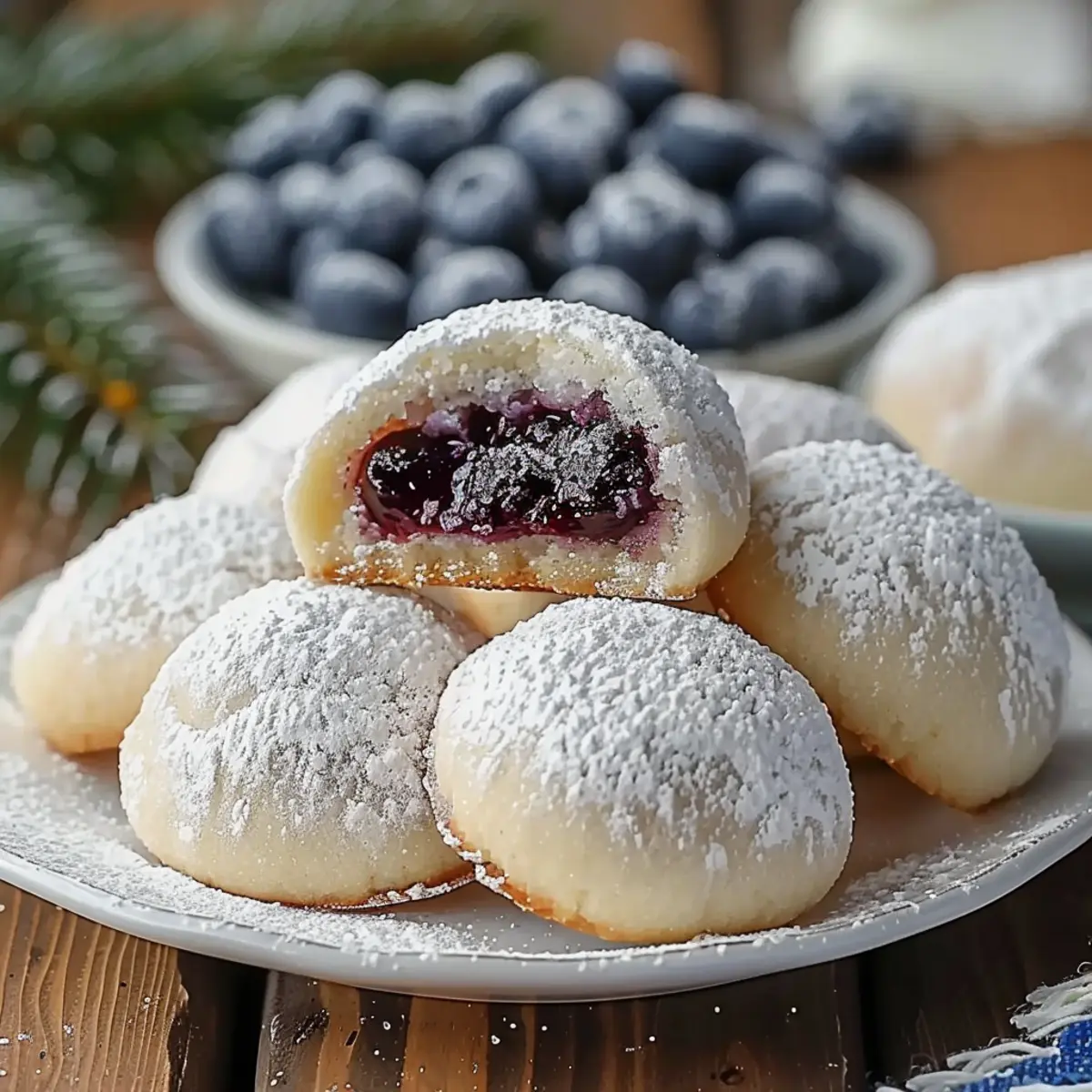 Bleuberry Filled Almond Snowball Cookies Recipe gcpem2