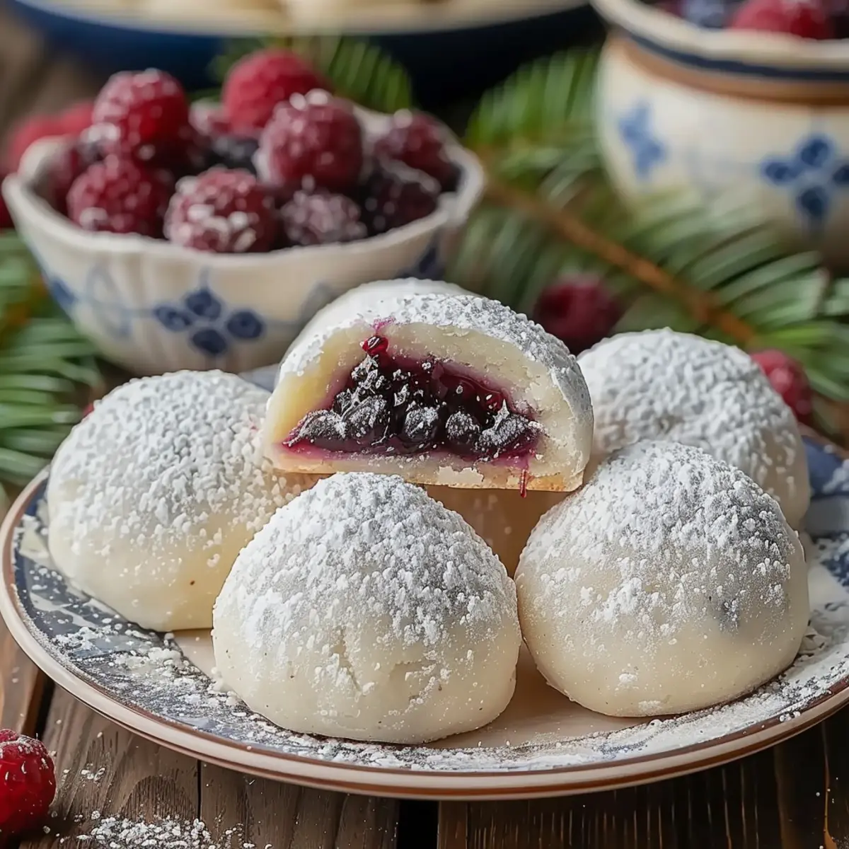 Bleuberry Filled Almond Snowball Cookies Recipe lrs2tn
