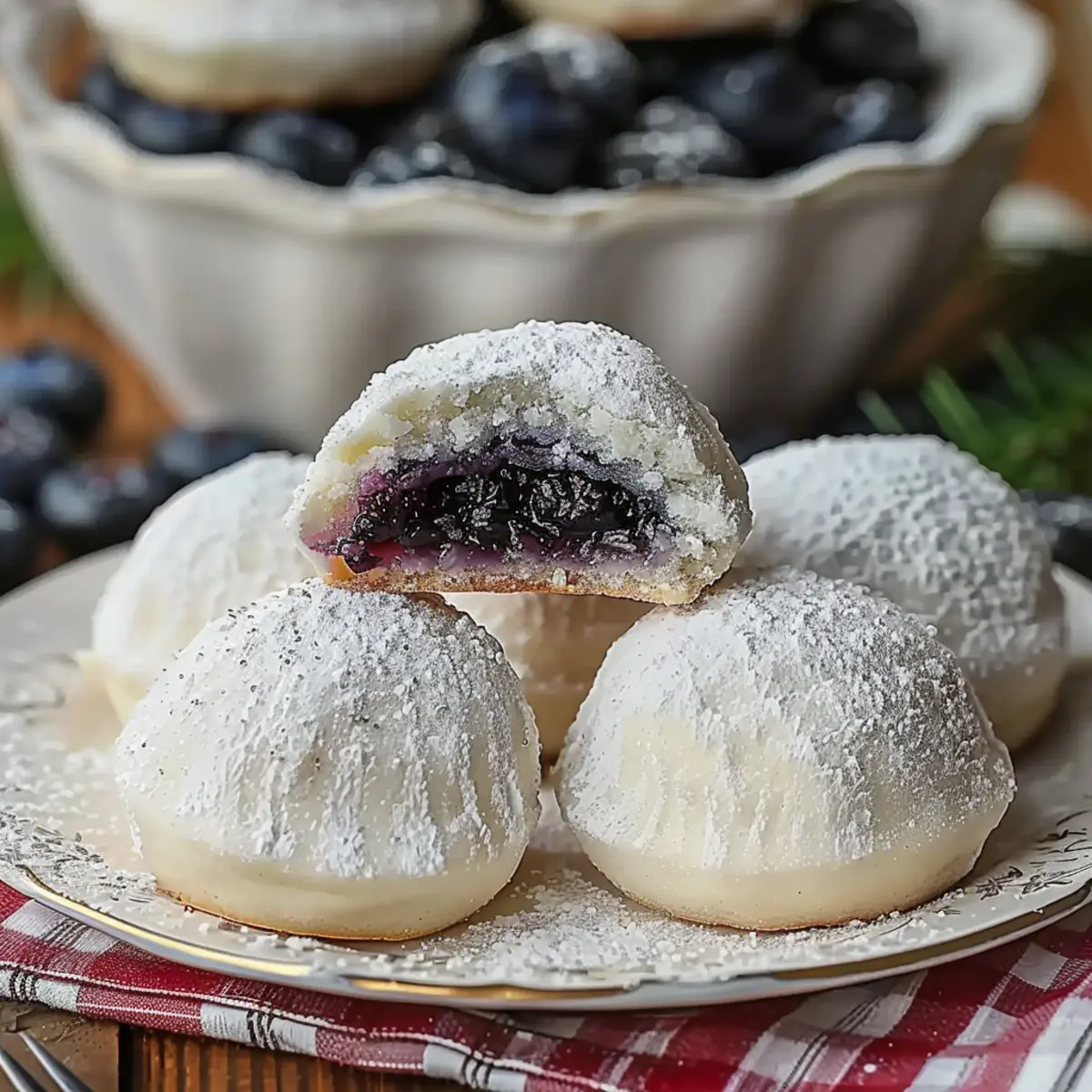 Bleuberry Filled Almond Snowball Cookies Recipe n15avz
