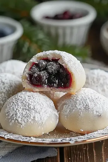 Bleuberry Filled Almond Snowball Cookies Recipe