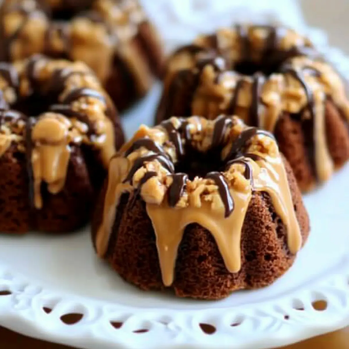 Chocolate Peanut Butter Bundt Cakes tzfuse