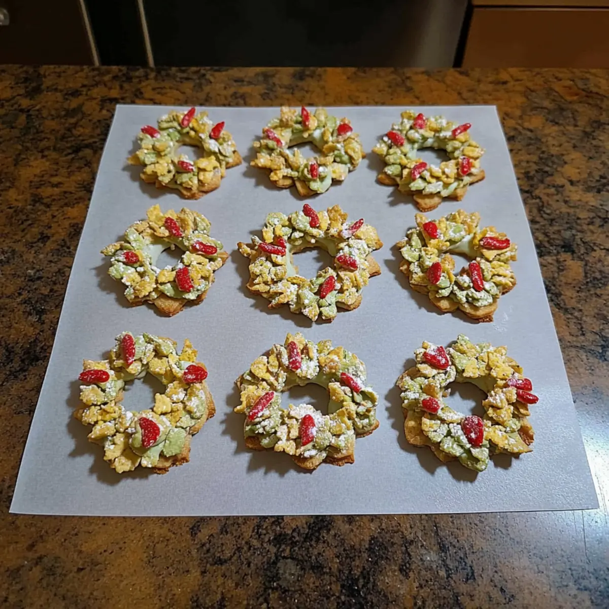 Christmas Cornflake Wreath Cookies pvc9ki