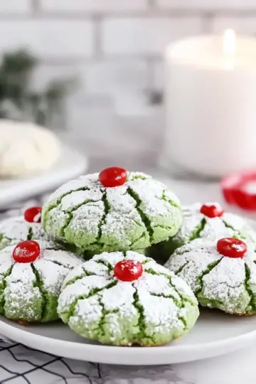 Homemade Grinch Crinkle Cookies