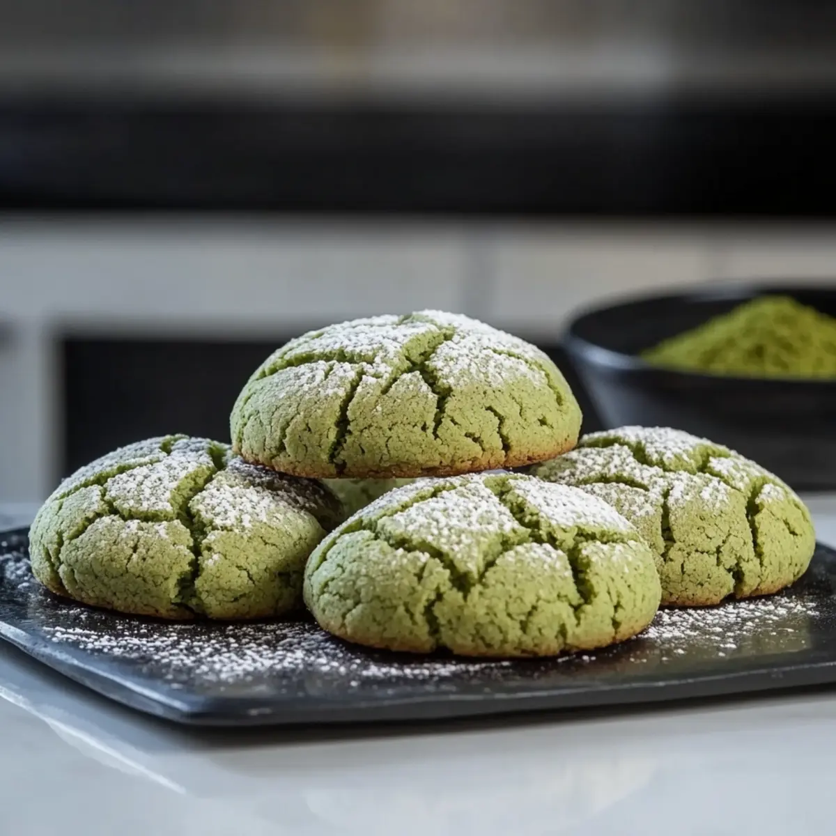 Matcha Crinkle Cookies