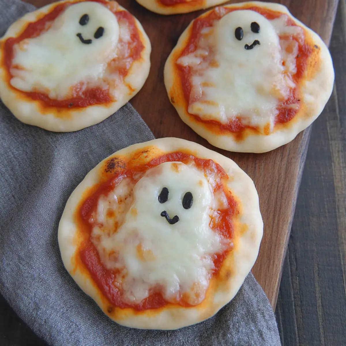 Mini Ghost Pizzas mhelvn