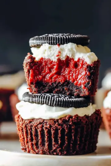 Mini Oreo Stuffed Red Velvet Brownie Cheesecakes bnenby