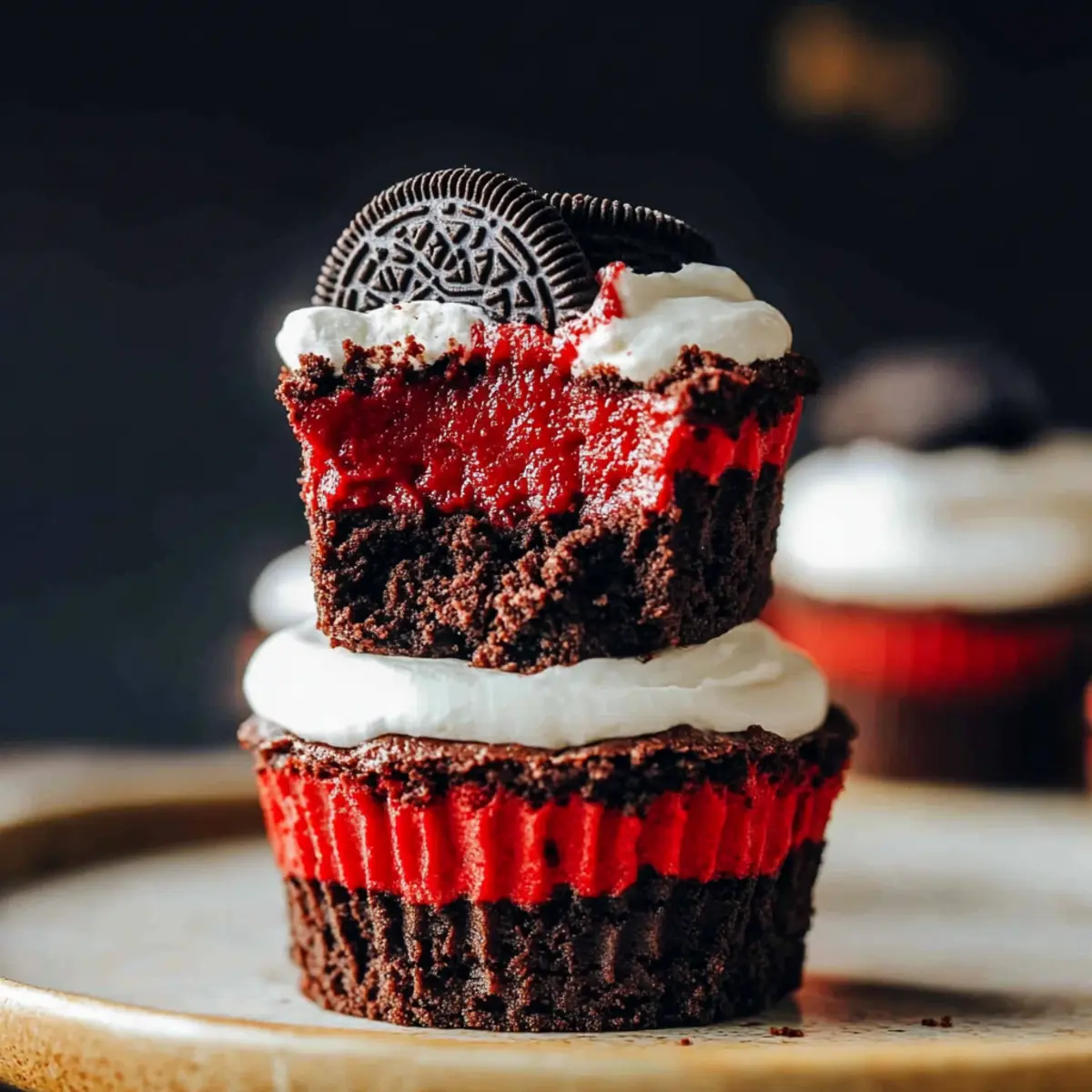 Mini Oreo Stuffed Red Velvet Brownie Cheesecakes ttbdhr