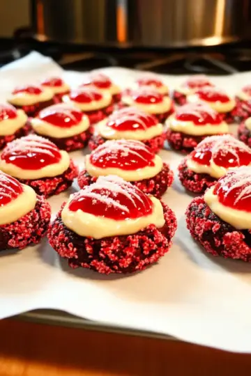 Red Velvet Cream Cheese Thumbprint Cookies lp4che