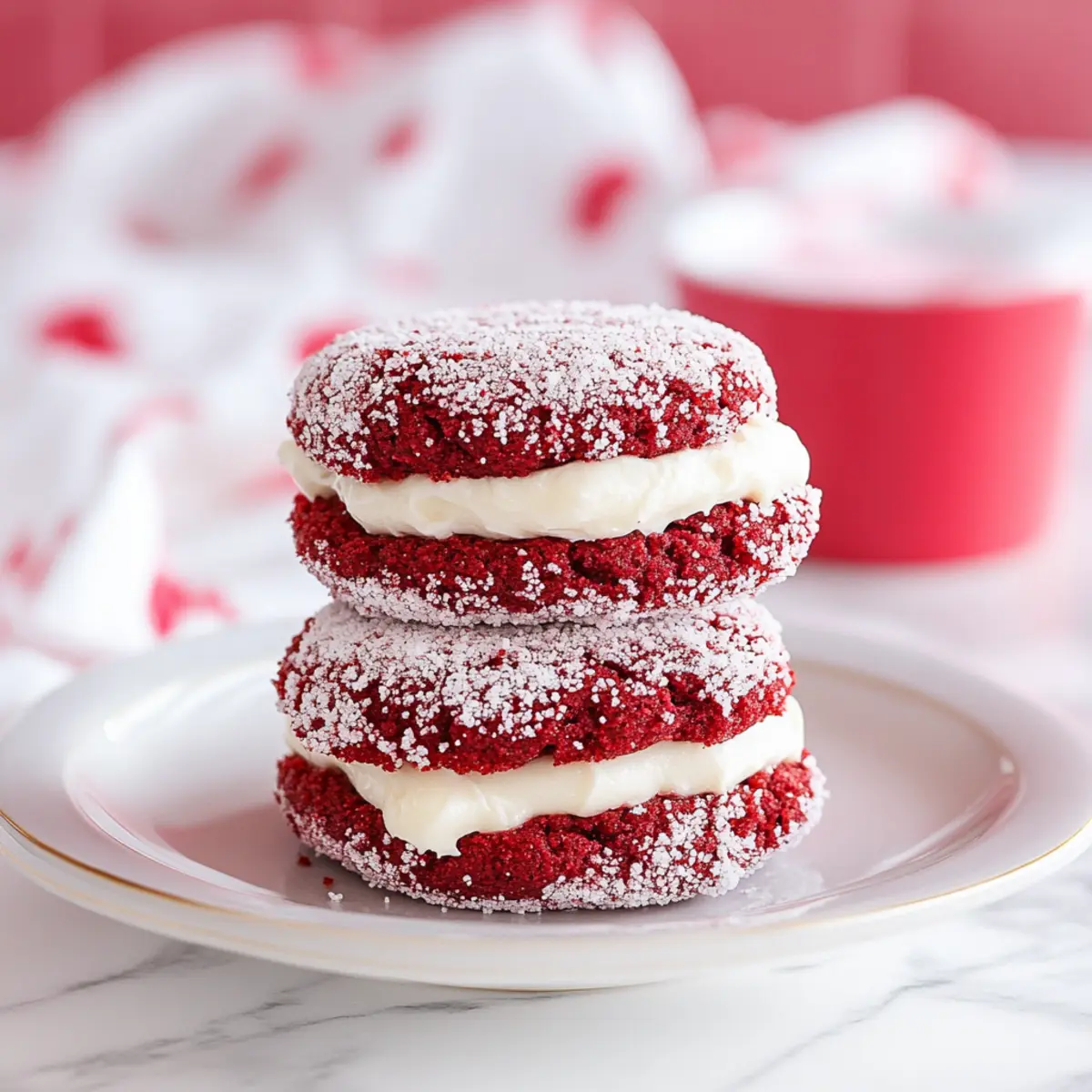 Red Velvet Sandwich Cookies with Cream Cheese Frosting