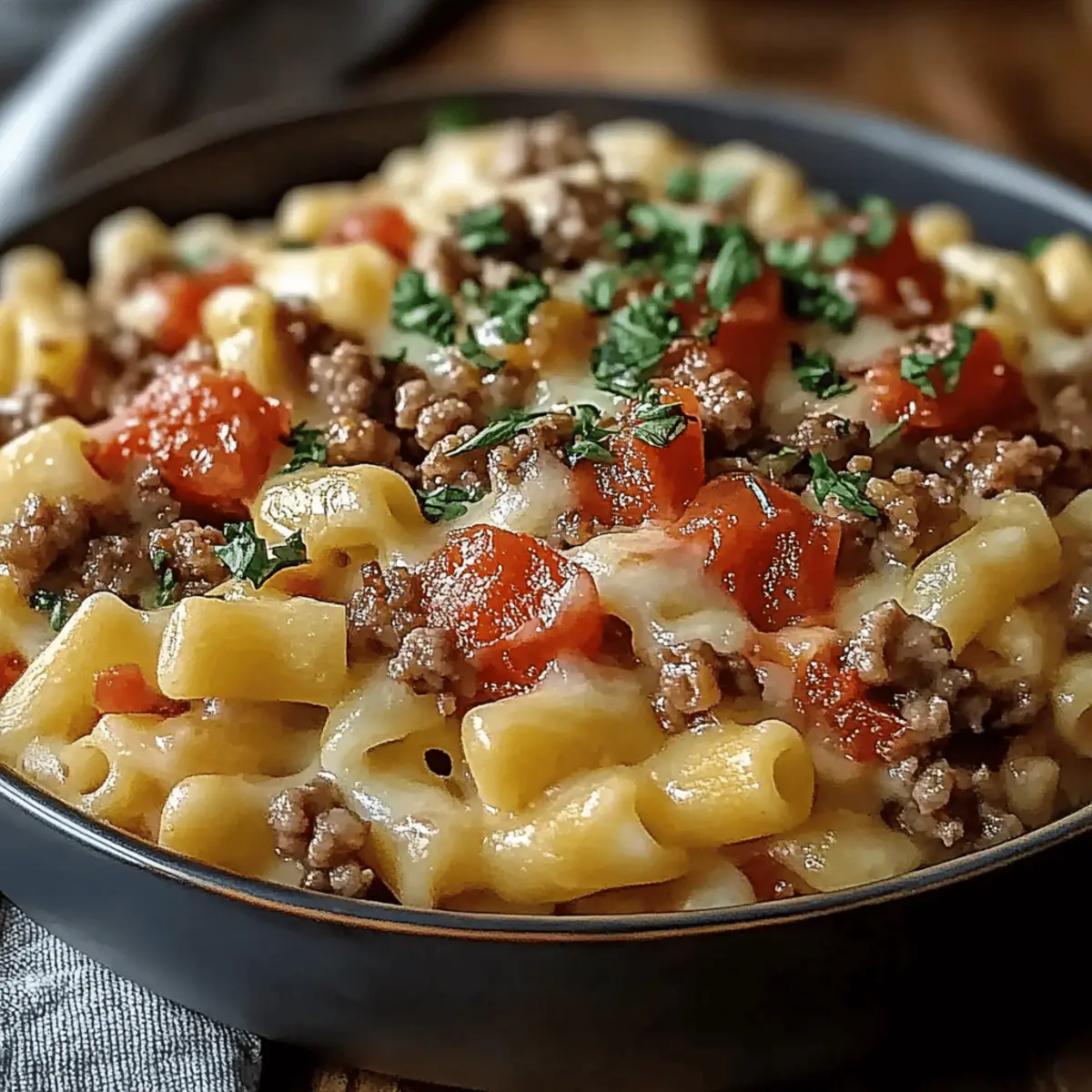 Loaded Cheeseburger Alfredo Pasta
