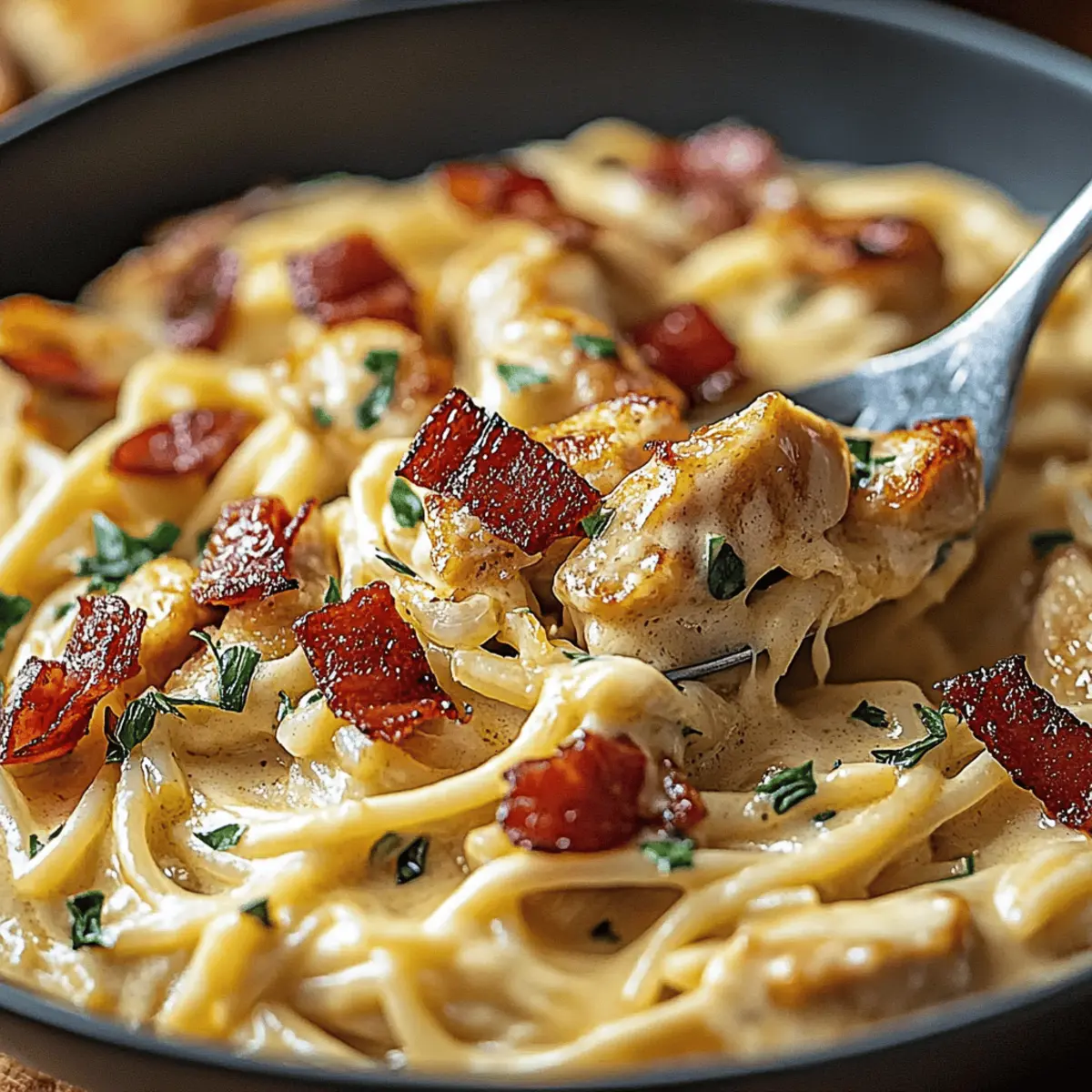 Creamy Carbonara with Crispy Chicken & Bacon