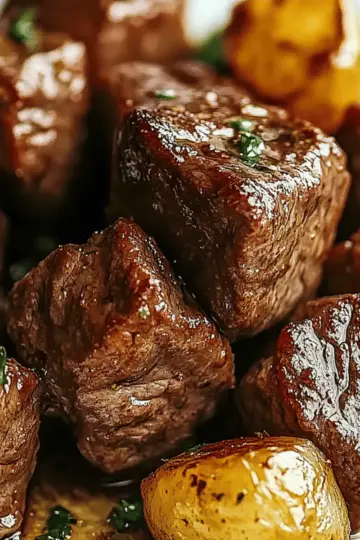 Garlic Butter Steak Bites and Potatoes