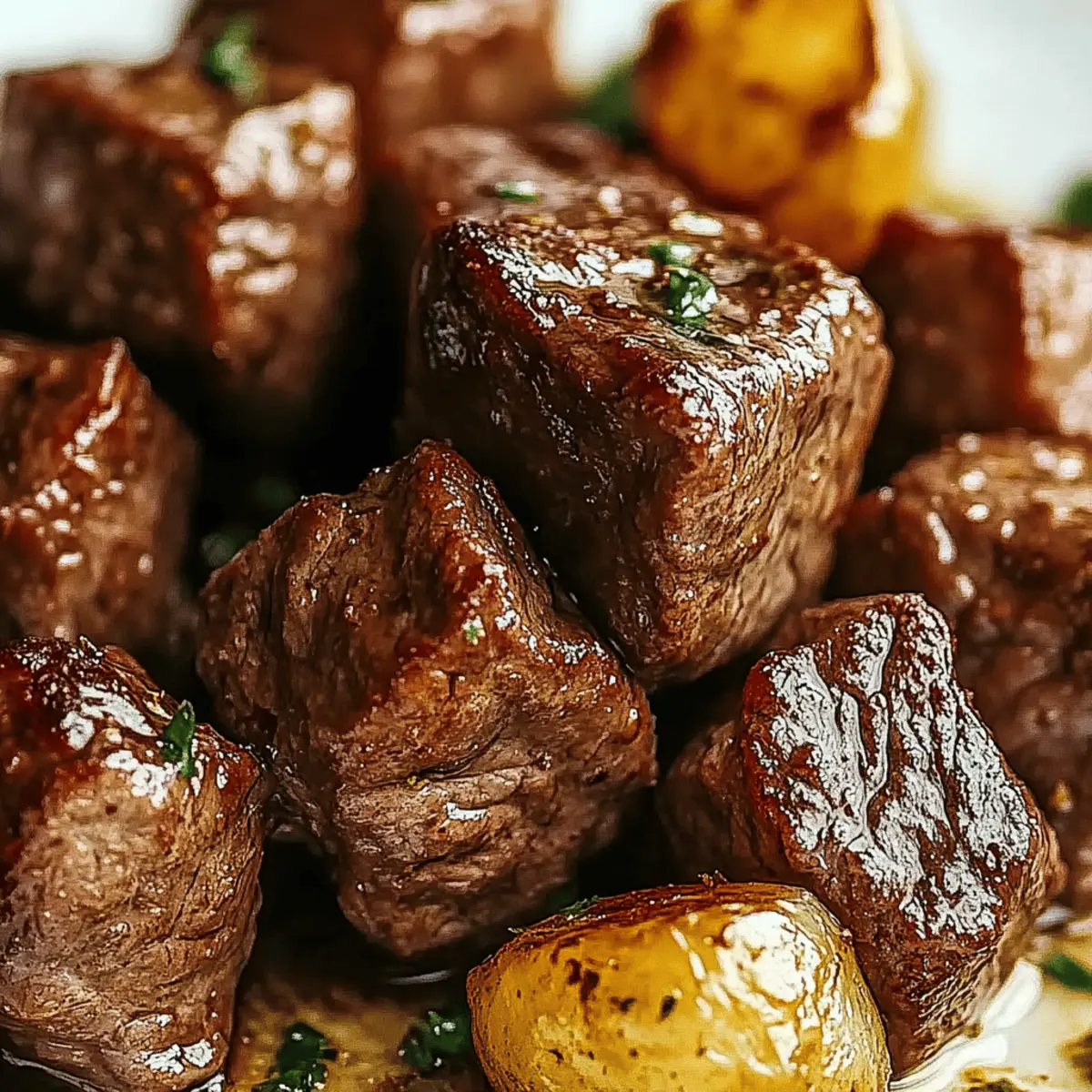 Garlic Butter Steak Bites and Potatoes