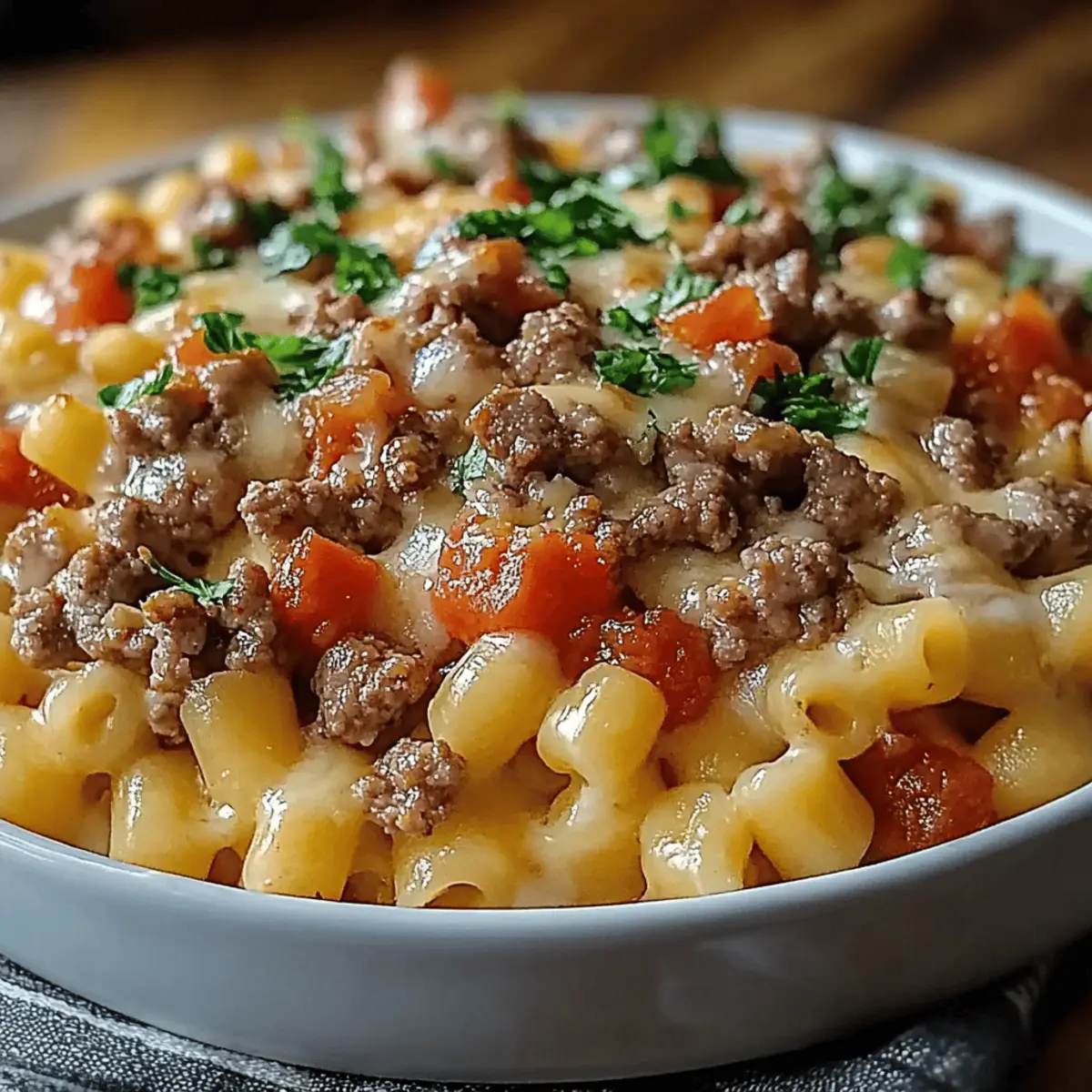 Loaded Cheeseburger Alfredo Pasta