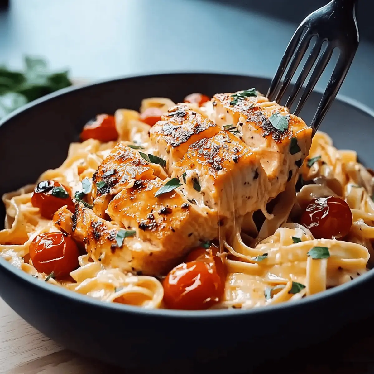 Fettuccine Salmon with Cherry Tomatoes