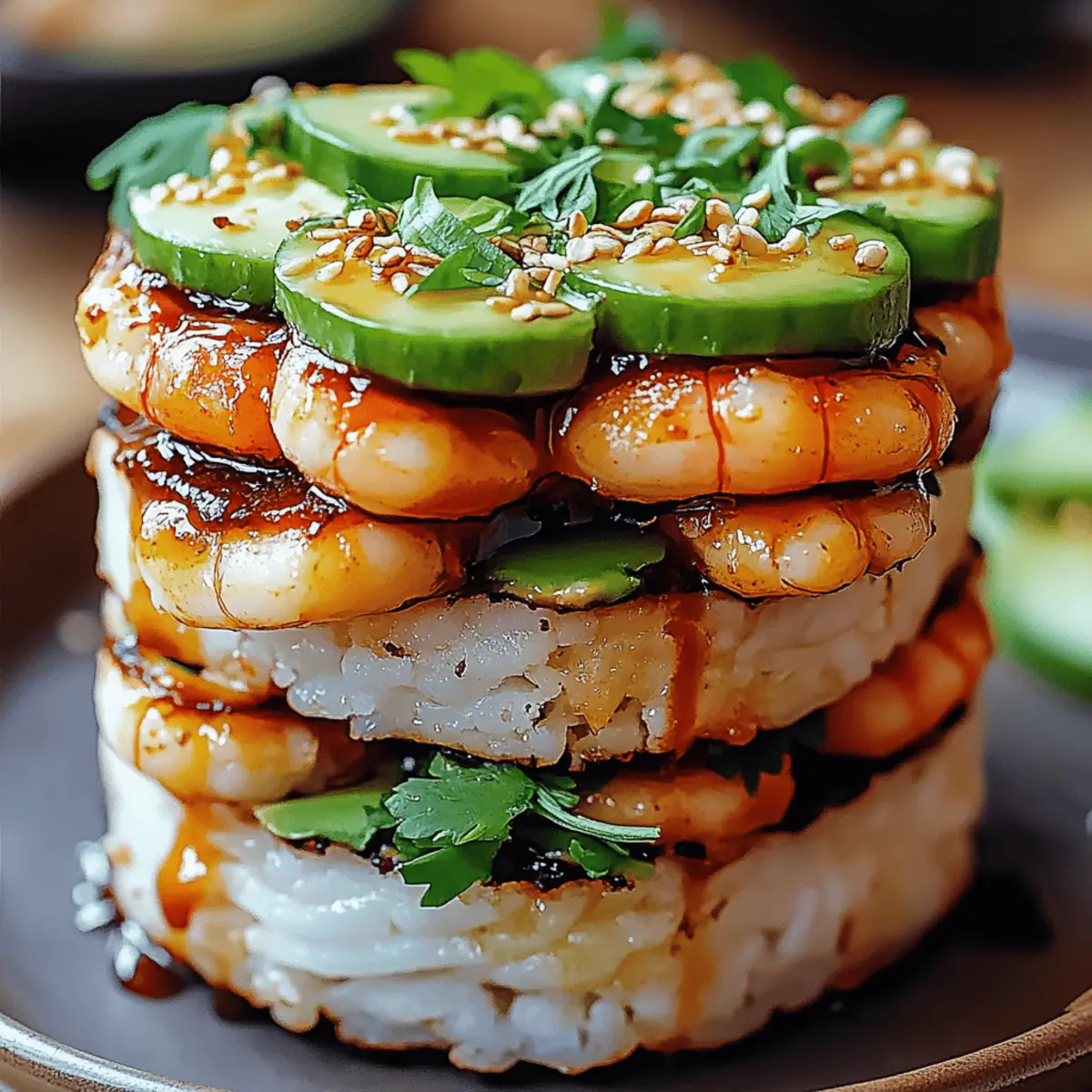 Spicy Shrimp Sushi Stacks