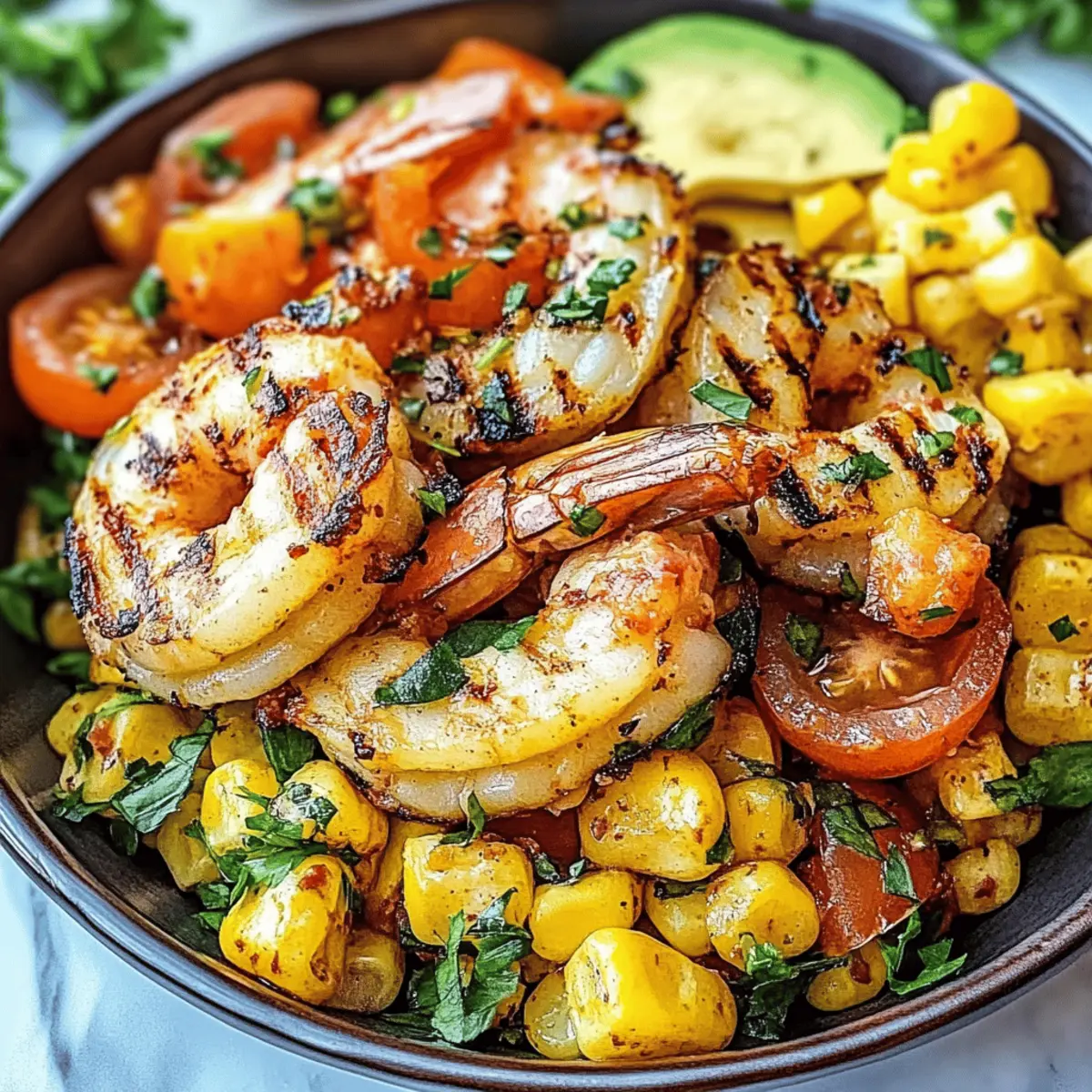 Avocado Corn Salad With Grilled Shrimp