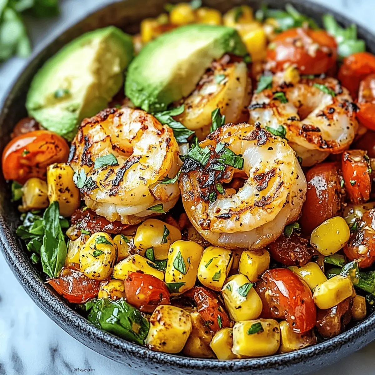 Avocado Corn Salad With Grilled Shrimp