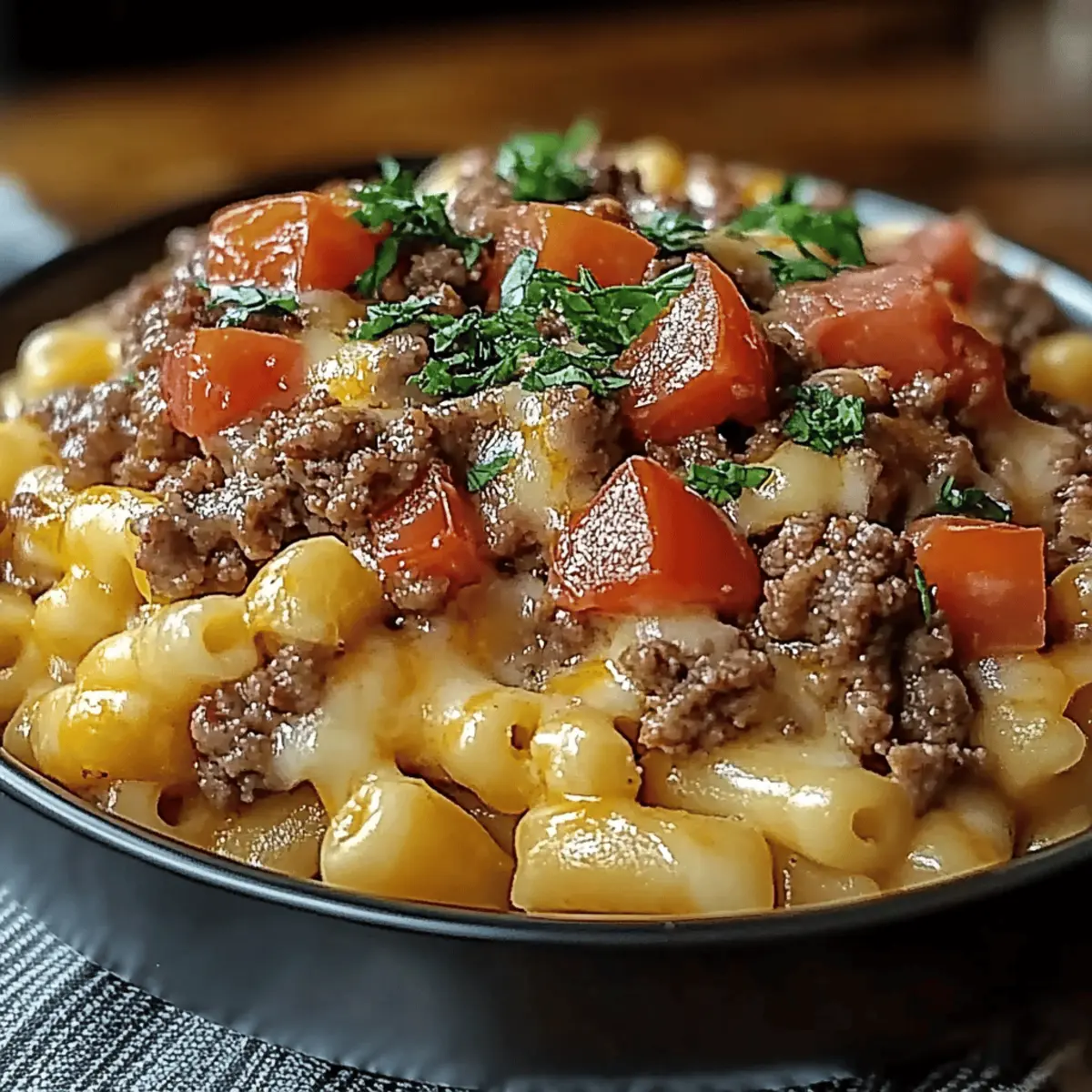 Loaded Cheeseburger Alfredo Pasta