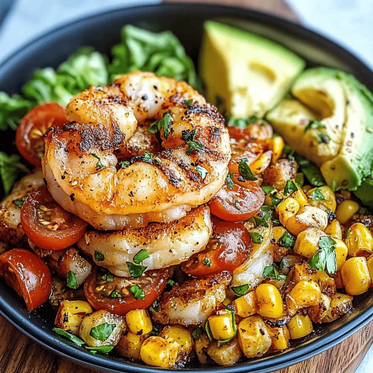 Avocado Corn Salad With Grilled Shrimp