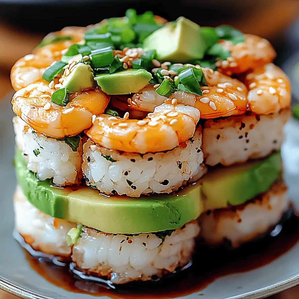 Spicy Shrimp Sushi Stacks
