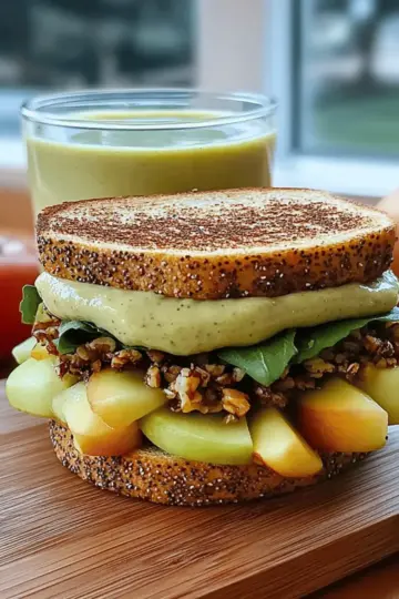 Crunchy Apple Sandwich with Granola & Yogurt Snack