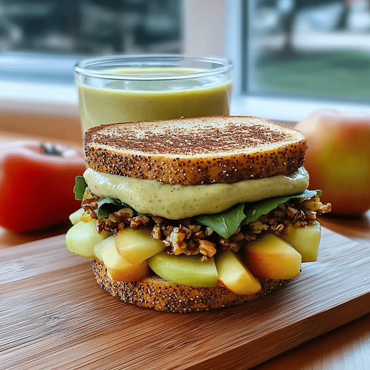 Crunchy Apple Sandwich with Granola & Yogurt Snack