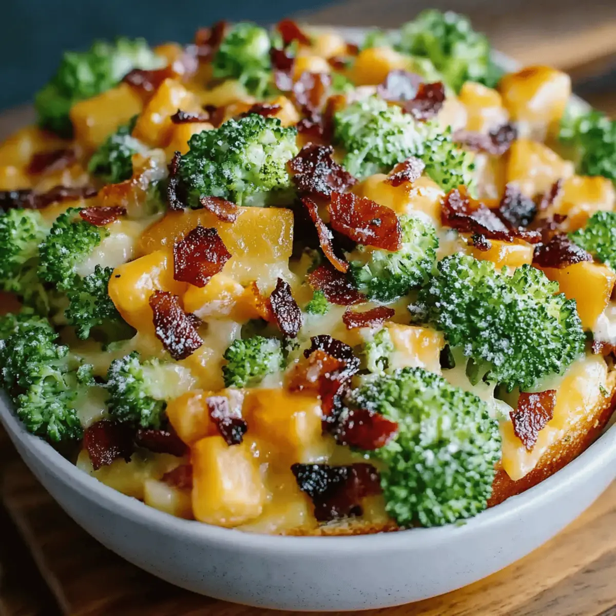 Broccoli Bacon Salad with Raisins and Cheddar Cheese