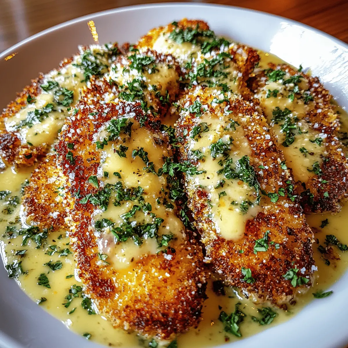 Crispy Parmesan Chicken with a Rich Garlic Sauce