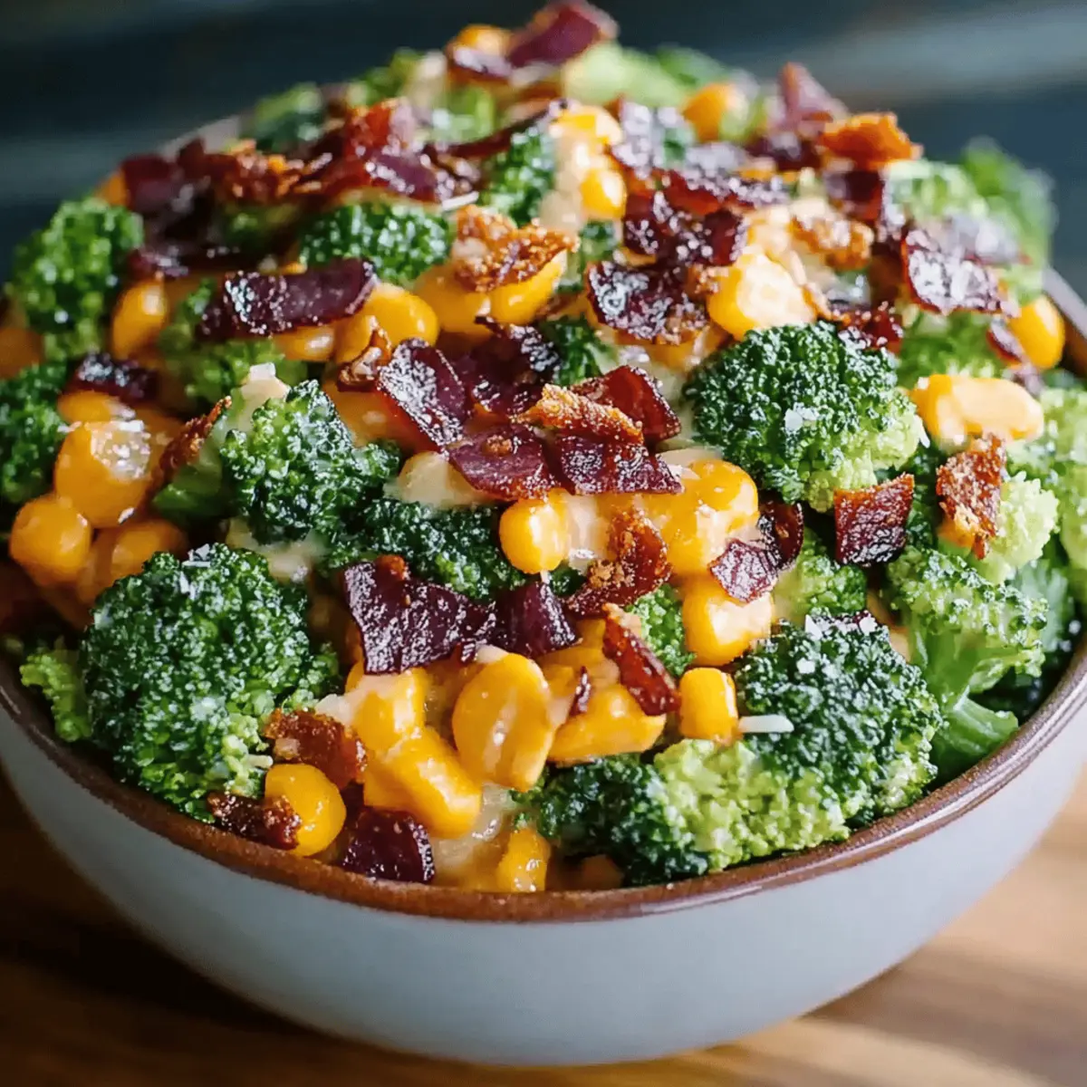 Broccoli Bacon Salad with Raisins and Cheddar Cheese