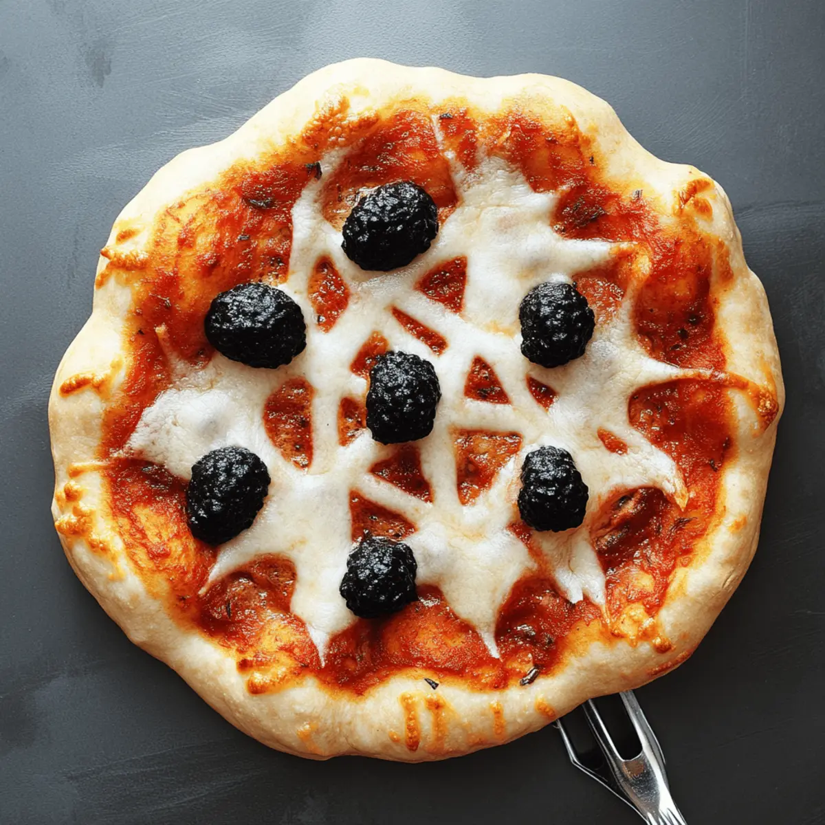 Creepy Halloween Spider Web Pizza
