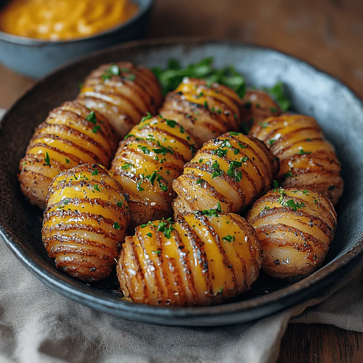 Oven-Baked Mini Hasselback Potatoes with Vegan Cajun Mayo