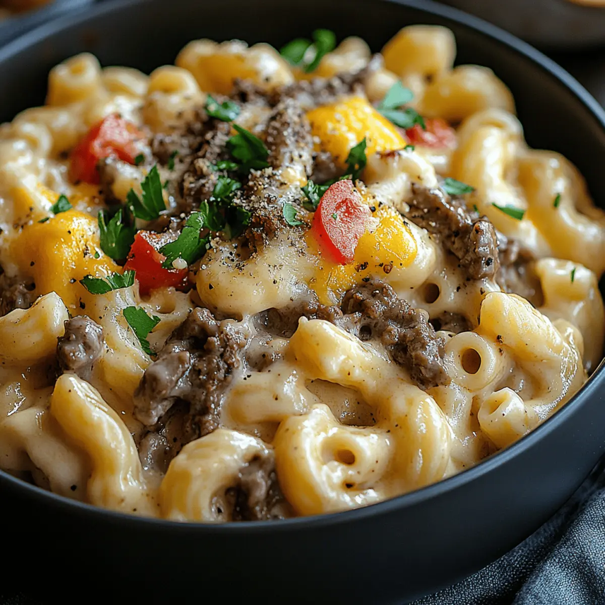 Creamy Philly Cheesesteak Mac & Cheese