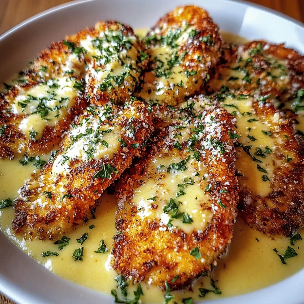Crispy Parmesan Chicken with a Rich Garlic Sauce