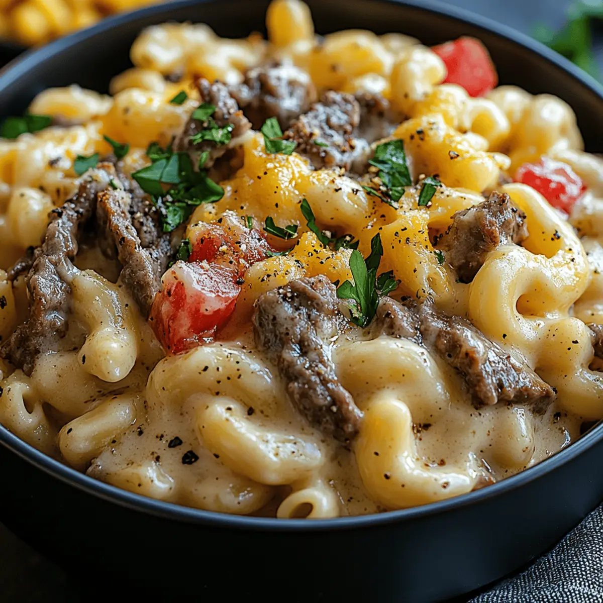 Creamy Philly Cheesesteak Mac & Cheese