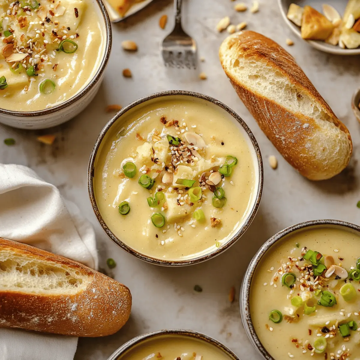 Roasted Garlic Cheddar Cauliflower Soup