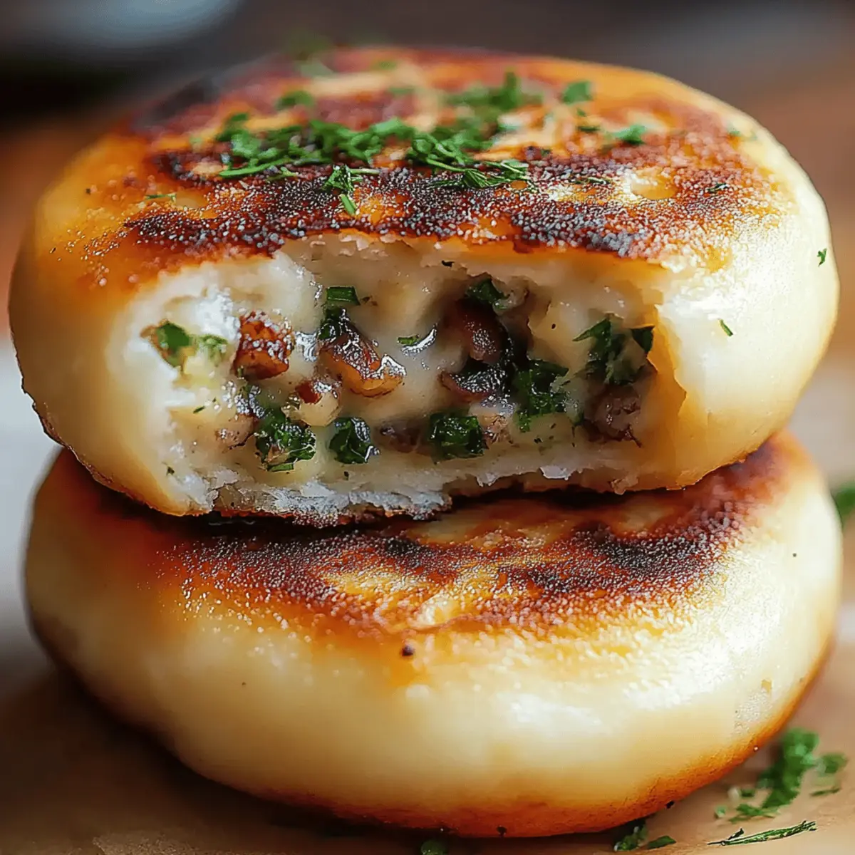 Mushroom Stuffed Potato Cakes