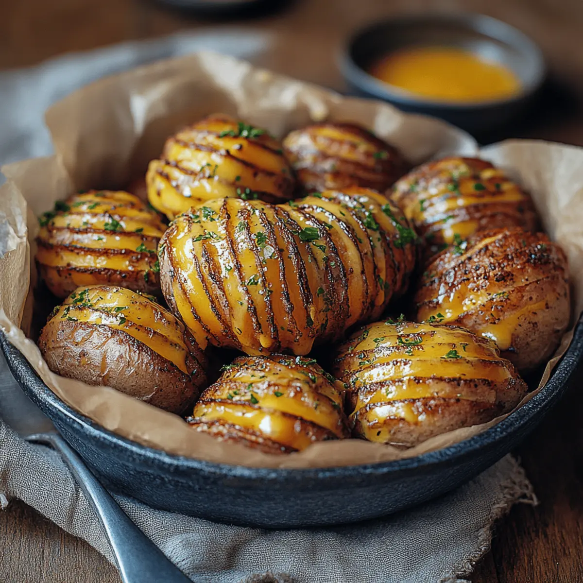 Oven-Baked Mini Hasselback Potatoes with Vegan Cajun Mayo