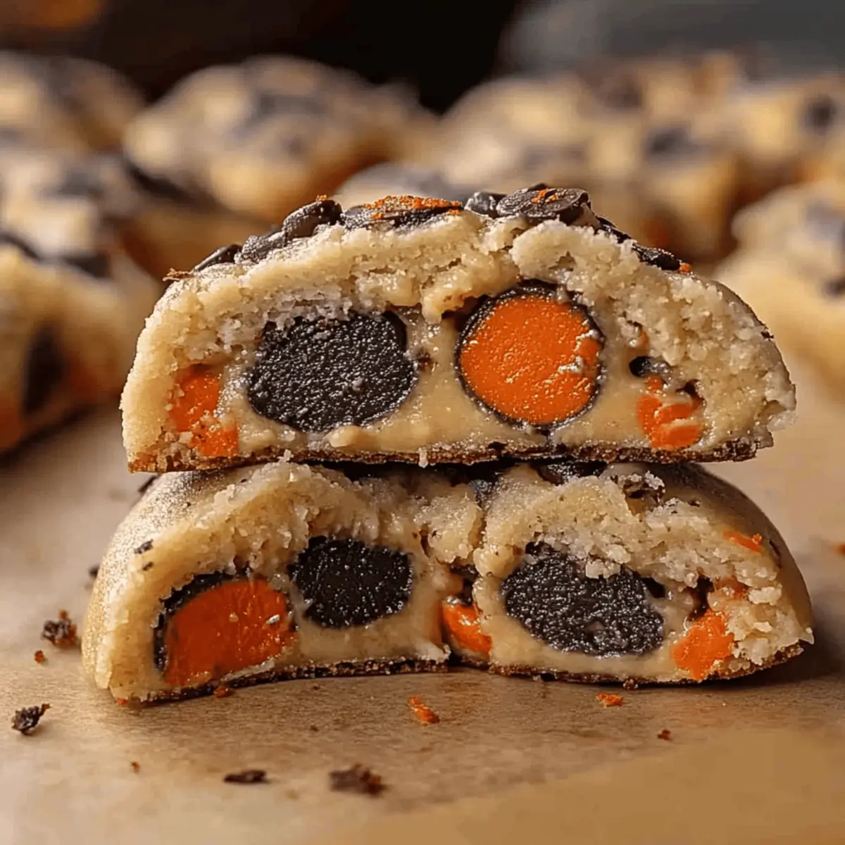 Halloween Oreo Stuffed Chocolate Chip Cookies