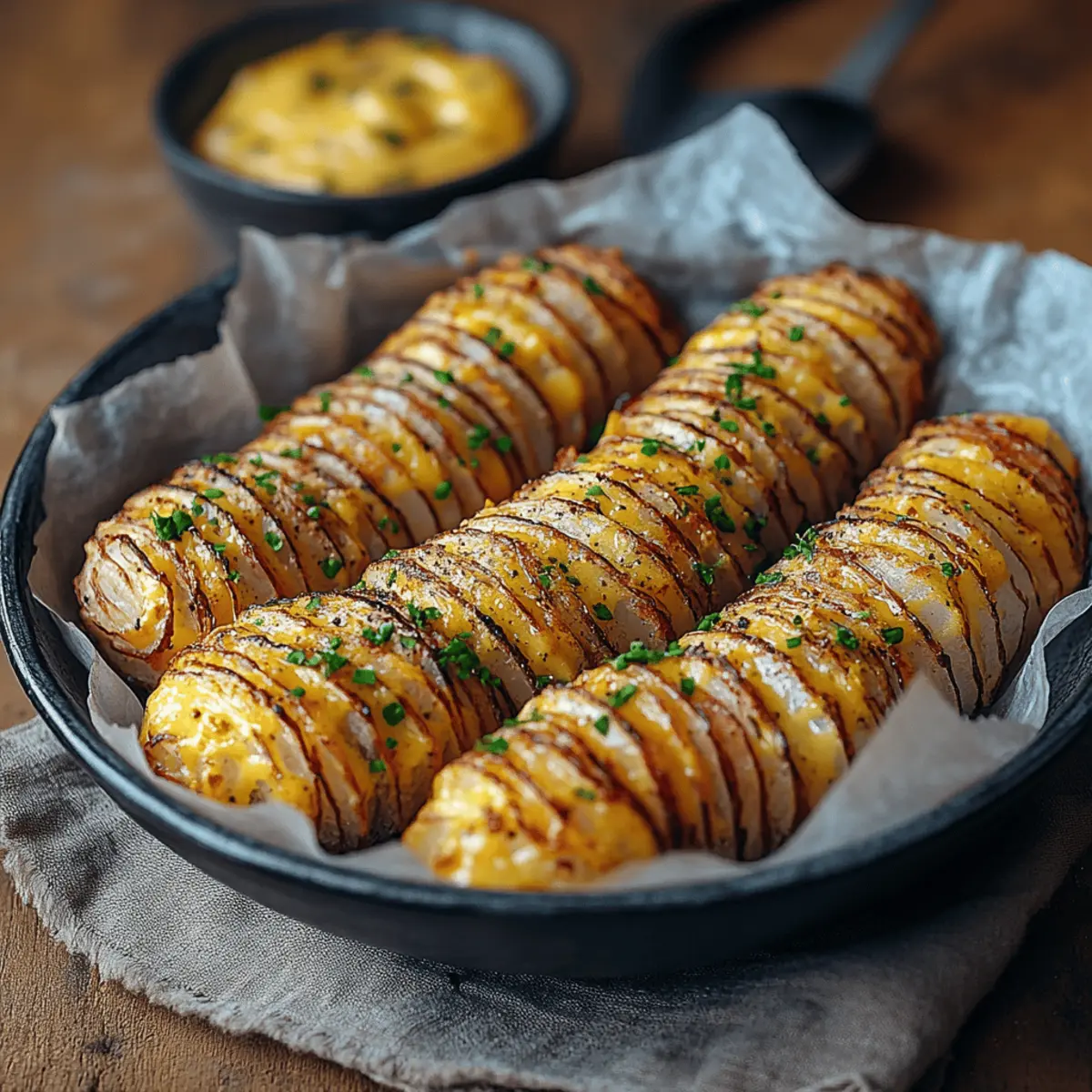 Oven-Baked Mini Hasselback Potatoes with Vegan Cajun Mayo