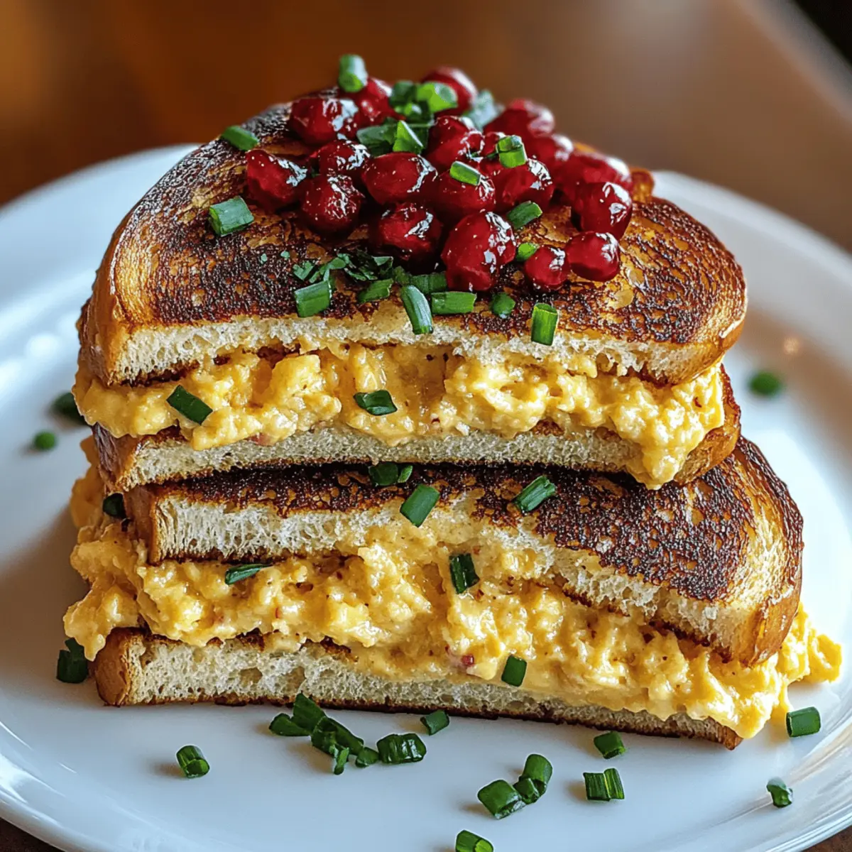 Breakfast Grilled Cheese with Scrambled Eggs and Bacon