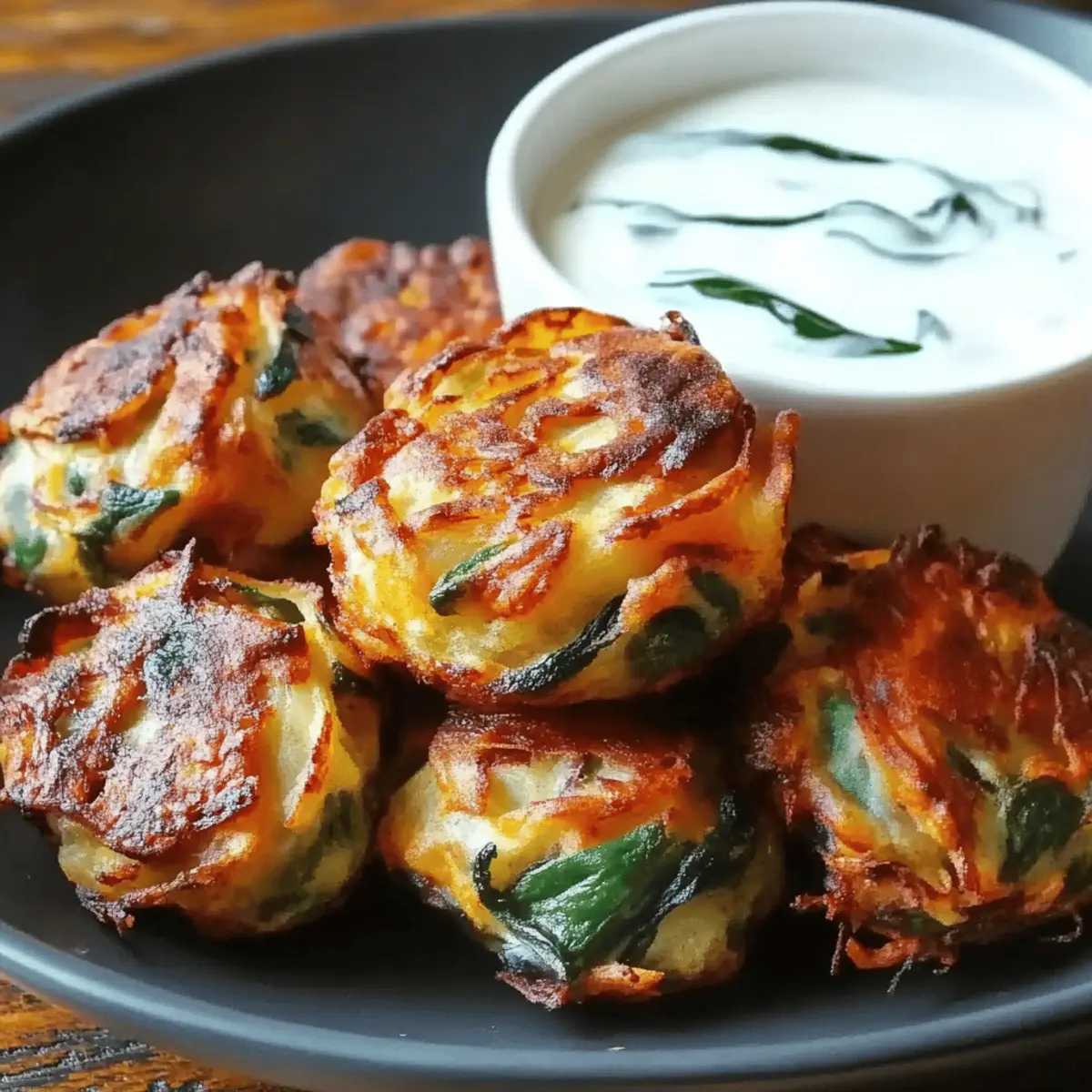 Onion and Spinach Pakoras with Mint Raita