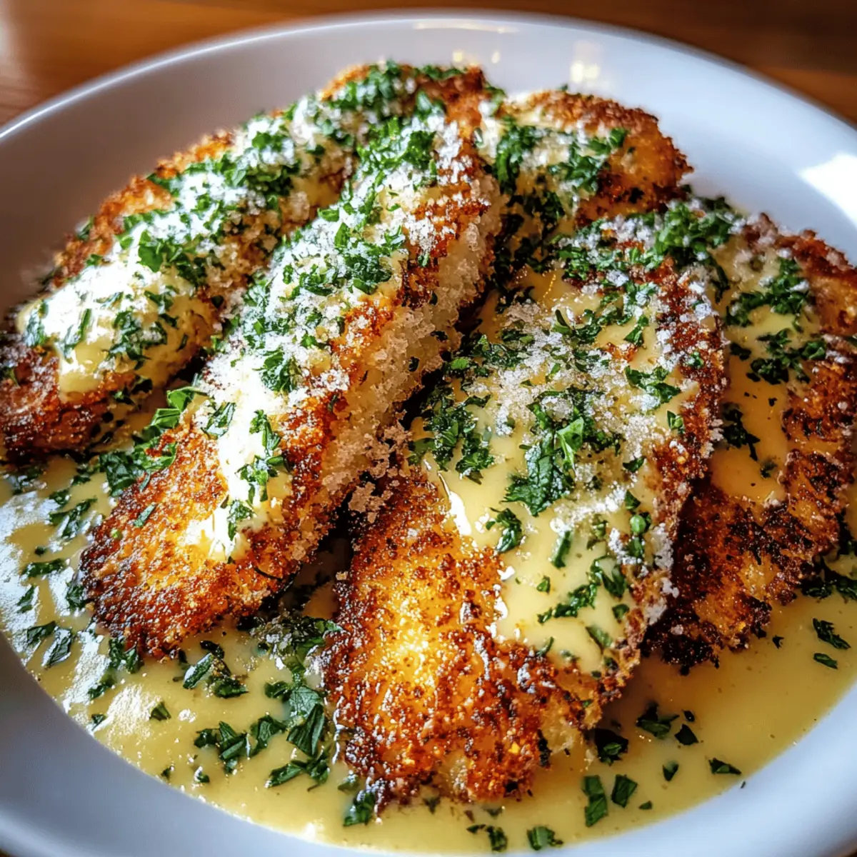 Crispy Parmesan Chicken with a Rich Garlic Sauce