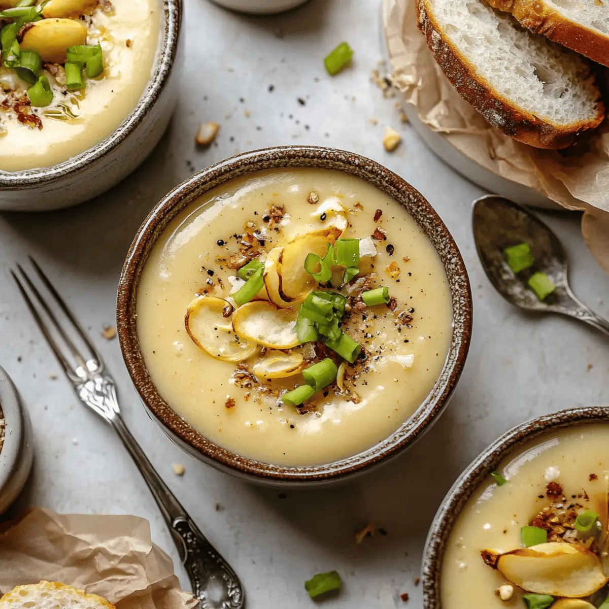 Roasted Garlic Cheddar Cauliflower Soup