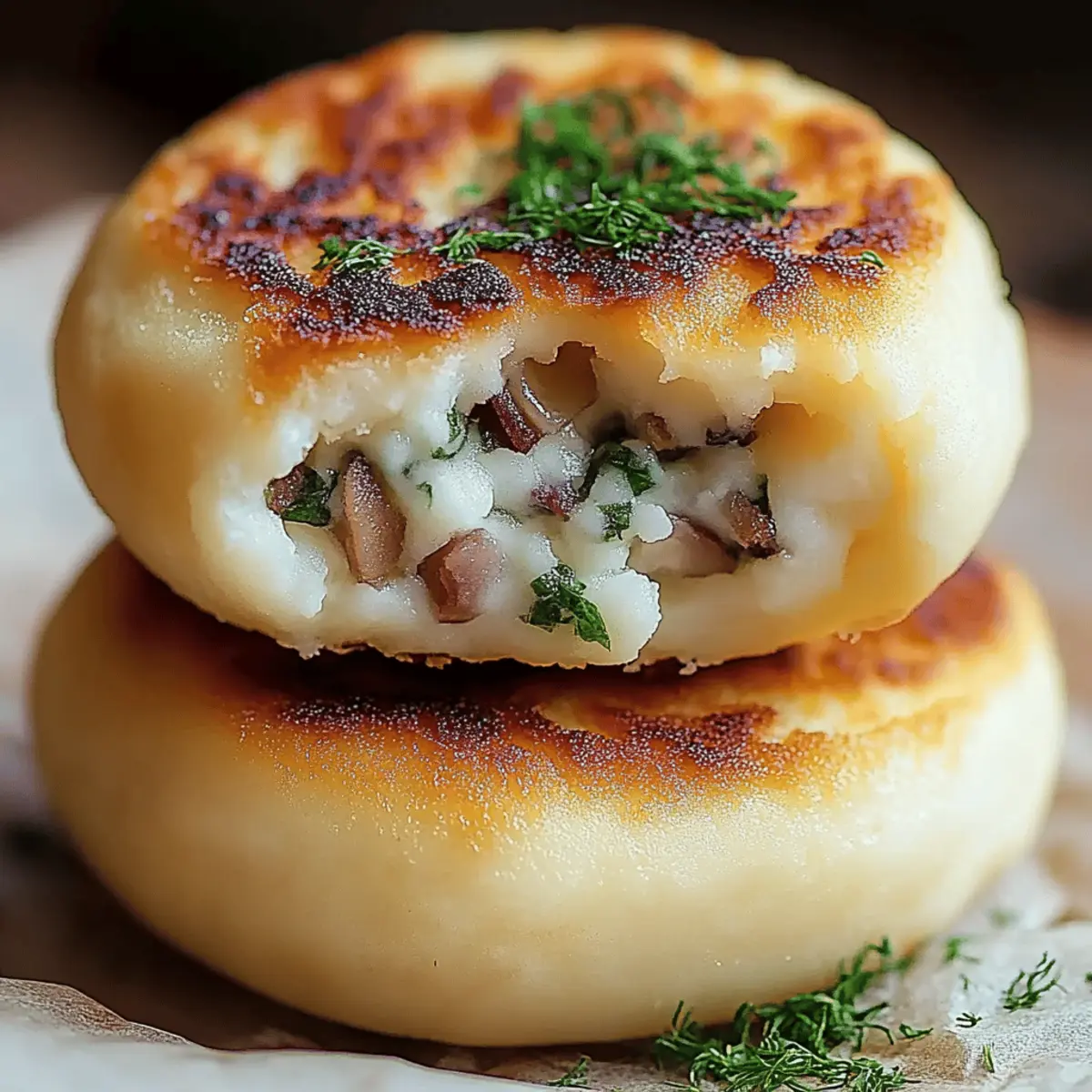 Mushroom Stuffed Potato Cakes