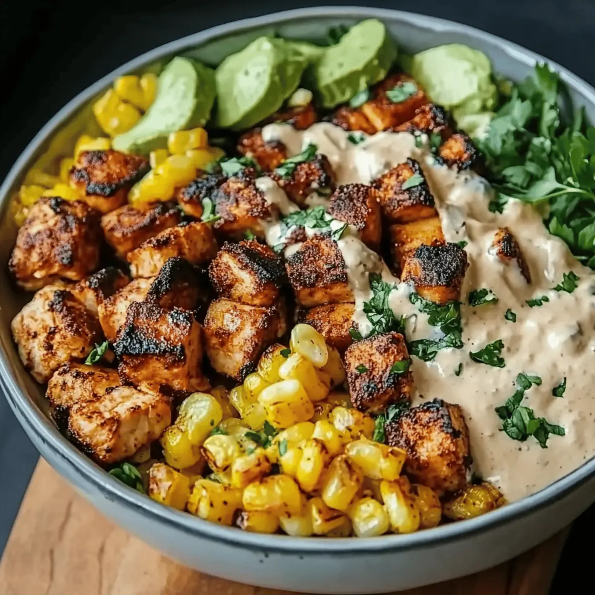 Chicken Bowl with Black Beans, Corn, & Creamy Sauce