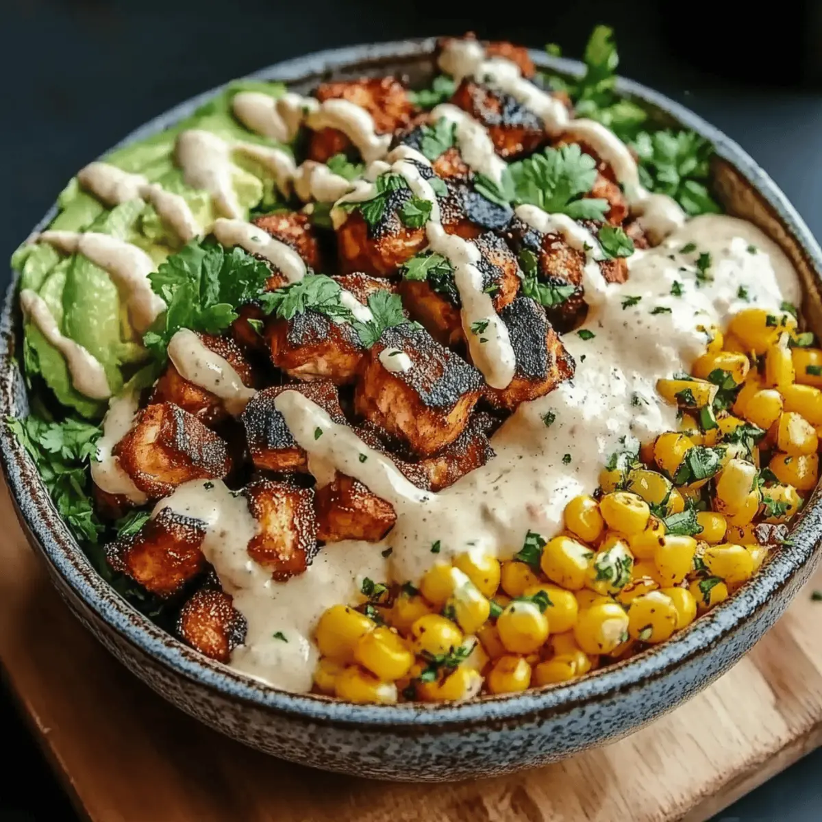Chicken Bowl with Black Beans, Corn, & Creamy Sauce