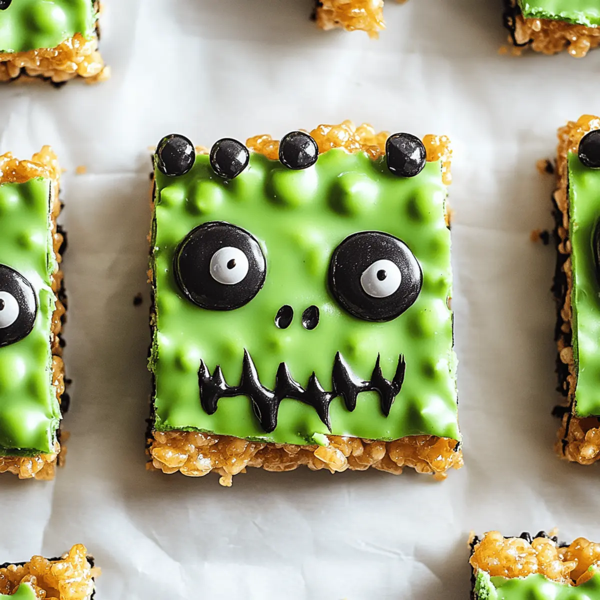 Frankenstein Rice Krispie Bars