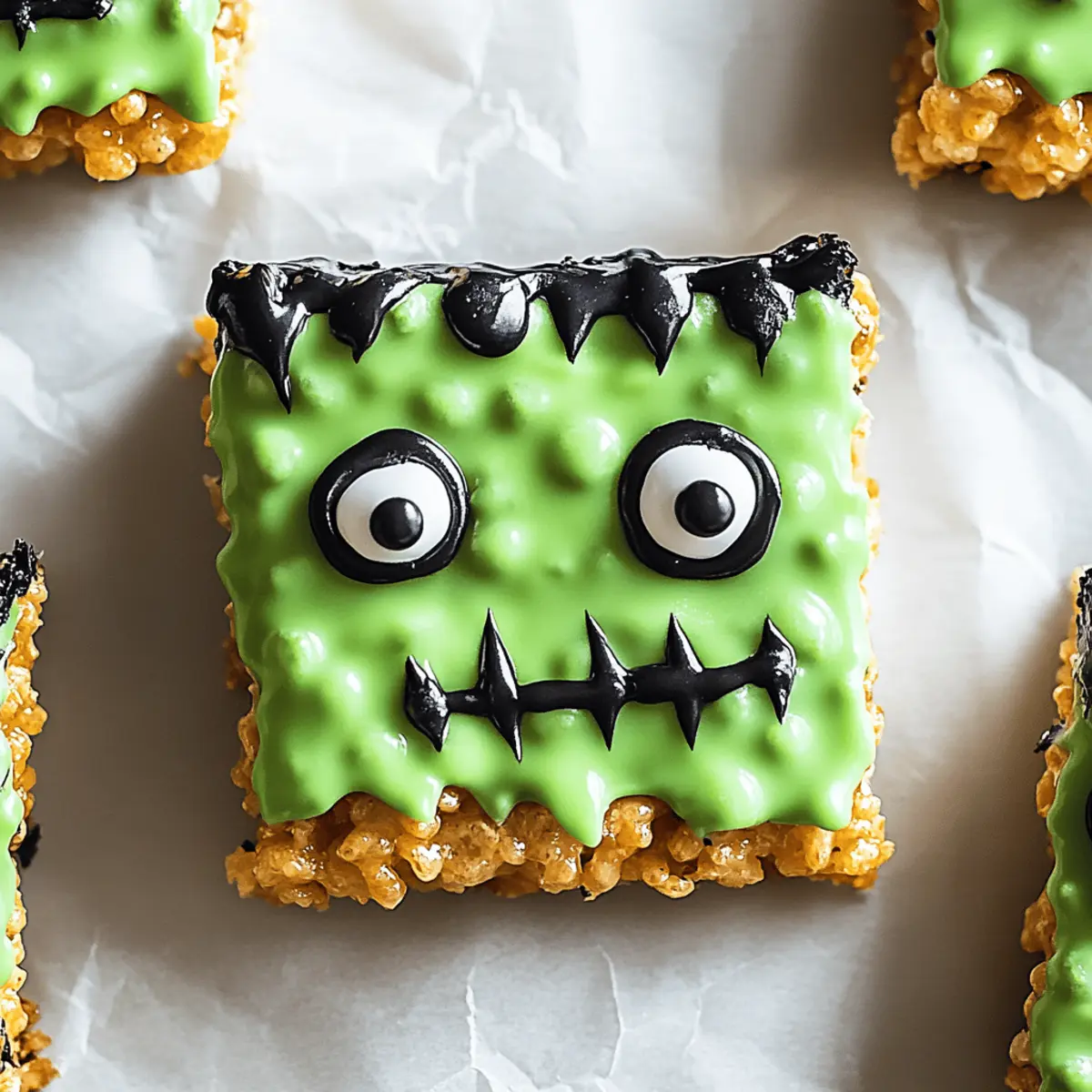 Frankenstein Rice Krispie Bars
