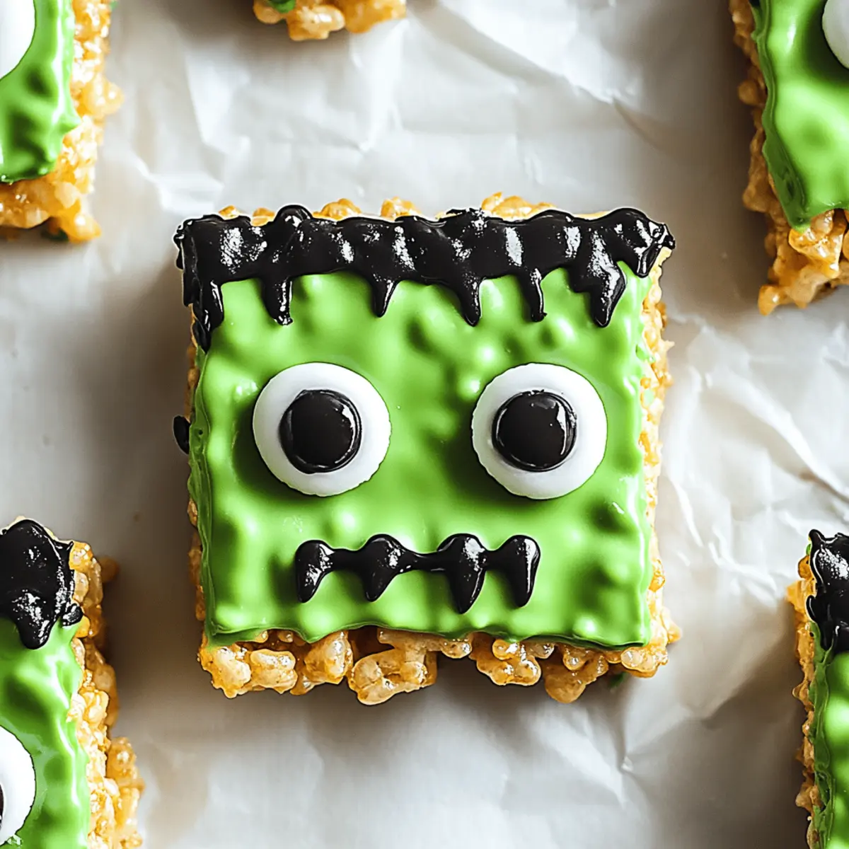 Frankenstein Rice Krispie Bars